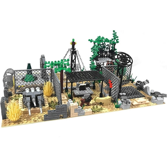 Military Base 6 Building Blocks Set, WW2 Desert Army Base Building Toys Compatible with Lego 6254100 Building Accessory, Educational DIY Gift for Kids Aged 6 