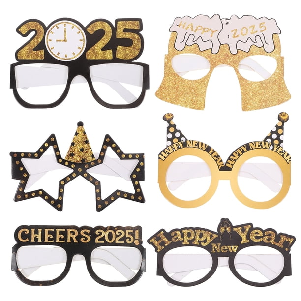 KAKOWELY 6 gafas para fiesta de Nochevieja 2025 con temática de celebración