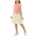 thumbnail image 1 of Yanlir Robe Sans Manches à Blocs de Couleur pour Filles, Col Rond, Tenue Décontractée et Confortable pour l'Été, Extérieur, Jeu Décontracté pour Enfants de 1 à 8 Ans (Rose, 4-5 Ans), 1 of 9