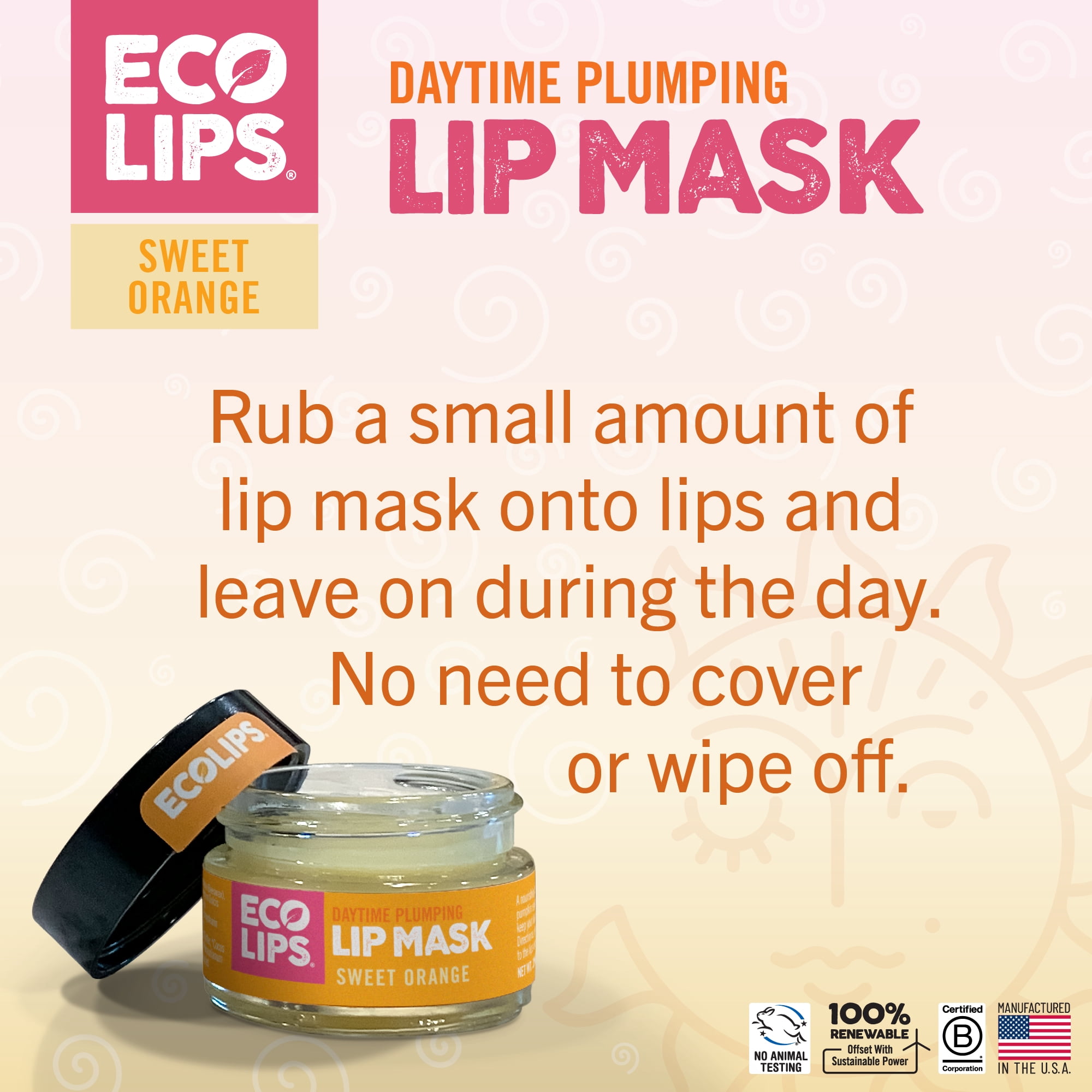 Eco Lips Plumping Daytime Lip Mask (with Hyaluronic Acid) + Vanilla Bean Lip Scrub, 2-count