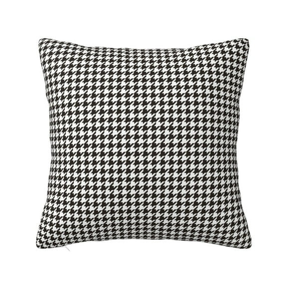 Fuzoiu Houndstooth Black And White Print Square Pillow Cover,Hidden Zipper Design,Luxury Square Pillow Case, Throw Pillow,Couch Cushion-12"x12"