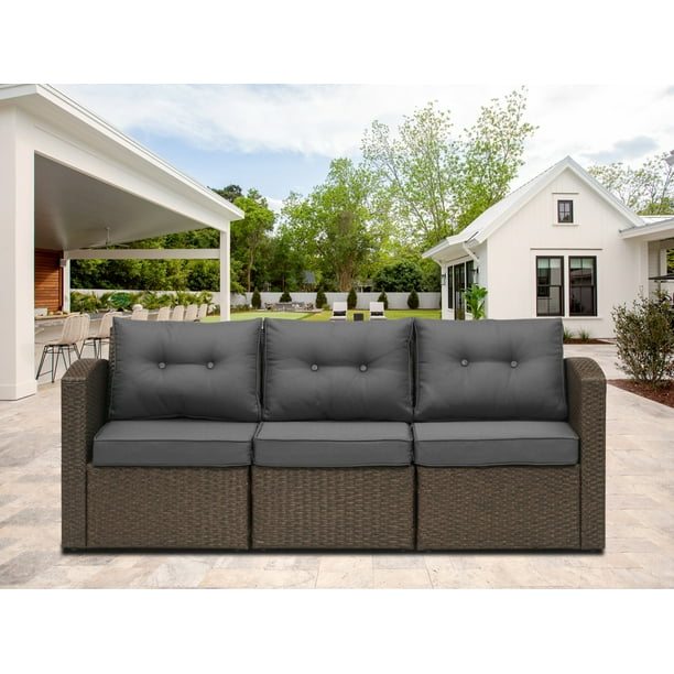 Superjoe Patio Furniture Wicker Sofa 3 Pcs Aluminum Frame Outdoor Couch
