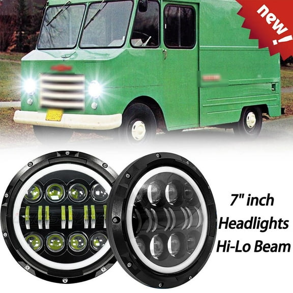 CHUSYYRAY Pair for Chevrolet P10 P20 P30 Van 7"Inch Round LED Headlights Hi-Low Beam w/DRL