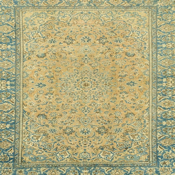 Ahgly Company Indoor Square Abstract Dark Green Abstract Area Rugs, 7' Square