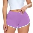 thumbnail image 2 of Bmisegm Womens Athletic Shorts Color Block Fashion Running Stretch Tight Yoga Sports Running Shorts for Women Purple M, 2 of 5