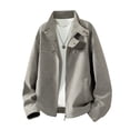 thumbnail image 2 of Atkumj Bomber Jacket Men with Pockets Stylish Suede Stand Collar Mens Leather Jacket Casual Solid Color Long Sleeve Zip Up Jacket for Outdoor Daily Activities M, 2 of 10