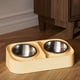 thumbnail image 1 of Juego de cuencos de comida para mascotas de acero inoxidable | Doble Bowl Antideslizante | Alimentador elevado de soporte de cuello | Diseño de boca ancha | 14,17x7,67 pulgadas | Limpieza fácil, 1 of 6