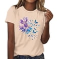 thumbnail image 2 of Blmnix Shirts for Women Graphic T Shirts Pullover Cotton Shirts T-Shirt Crew Neck Short Sleeve Summer Blouses for Women,XXL, 2 of 5