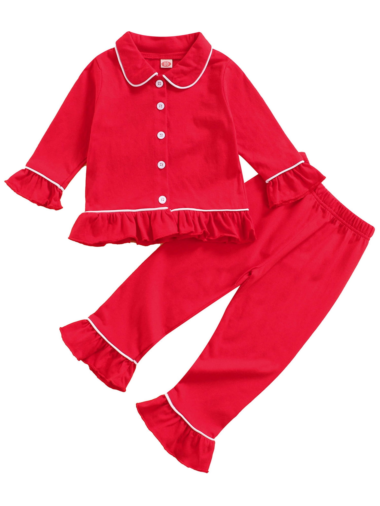 Sunisery 2PCS Infant Toddler Baby Girls Pajamas Long Sleeve Solid Color