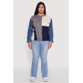 thumbnail image 3 of Womens Plus Size Daisy Color Blocked Denim Sleeve Sweater, 3 of 5