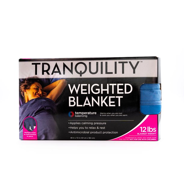 Tranquility Temperature Balancing 12lb Weighted Blanket, Midnight Blue