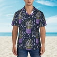 thumbnail image 4 of Fotbe Lavender Flowers Hawaiian Shirt for Men Unisex Summer Beach Casual Short Sleeve Cotton Linen Button Down Shirts-Large, 4 of 9