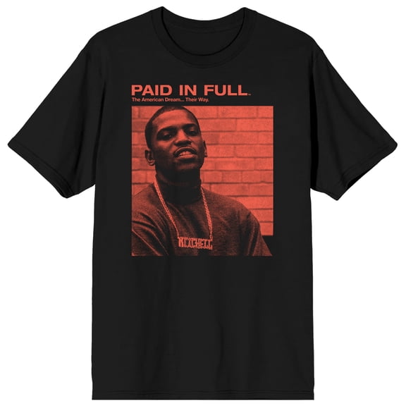 Paid In Full Mitch Red Square Adult Black Crew Neck Short Sleeve T-shirt-6XL