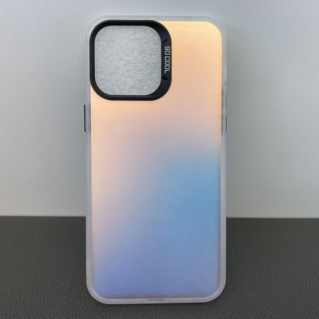Estuche para teléfono con tecnología de galvanoplastia de doble capa con láser degradado IMD para Apple 15, tres en uno, de color plateado, material que cambia de color