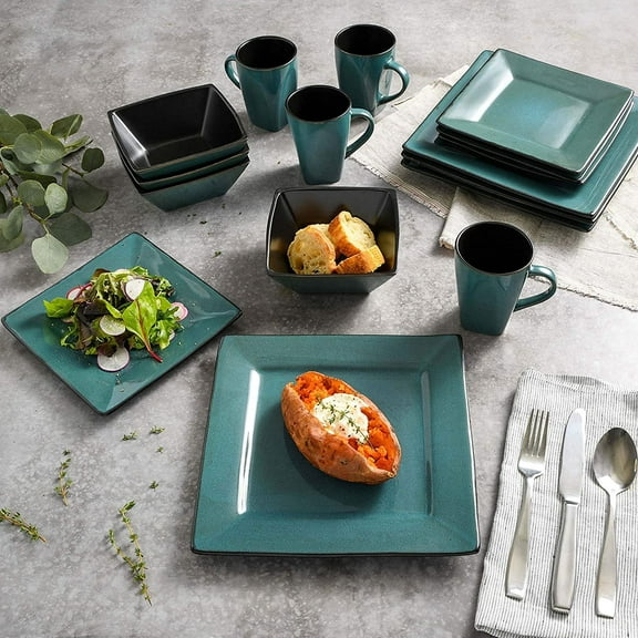 Kiesling 16 Piece Dinnerware Set, Turquoise