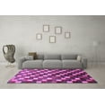 thumbnail image 3 of Ahgly Company Indoor Round Checkered Purple Modern Area Rugs, 8' Round, 3 of 4