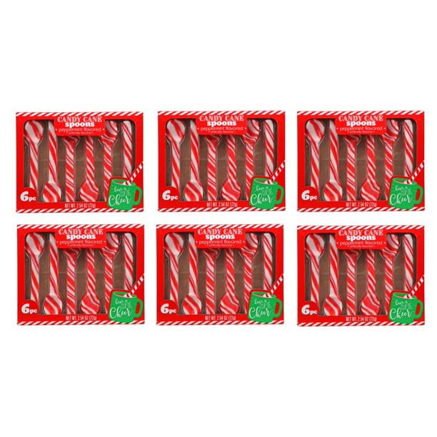 Peppermint Candy Cane Spoons, 6-ct. Per Box - 6 Boxes (36 Spoons)