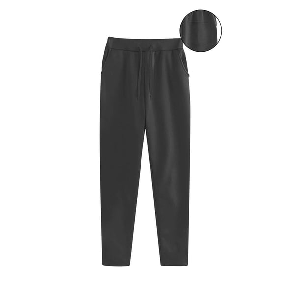 BXJX Women's Solid Jogger Pants- Drawstring Waist Fitness & Lounge Elastic Cuff Casual Running Trousers with Pockets Dark Gray Size L