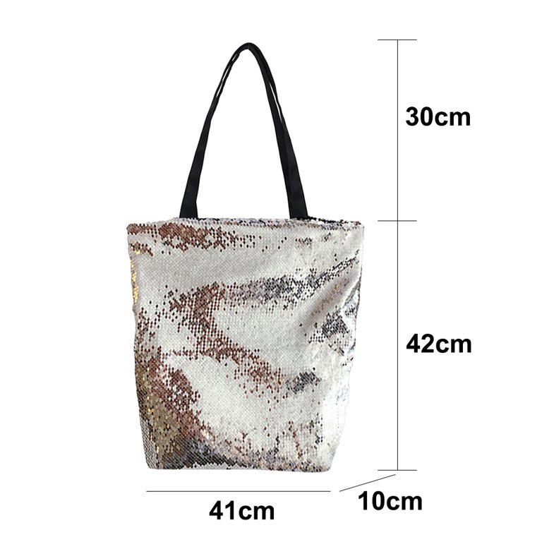 Sequin Tote Bag Large Capacity Handbag Fashion Shopping Bag for  Women,silver，G104780 