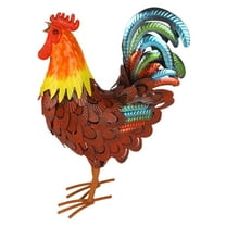 GiLiling Tropical Metal Rooster Statue Decor - Weatherproof Outdoor Chicken Sculpture for Patio, Backyard, Garden, or Kitchen Decor, Handcrafted Rooster Art with Rust-Resistant Coating
