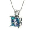 thumbnail image 2 of 2.5 cctw Blue Moissanite White Gold Plated Pendant with 16" Box Chain (7.5mm, Princess Cut), 2 of 7