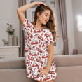 thumbnail image 3 of Easygdp Fire Truck Camisón de manga corta para mujer, informal, estampado, 3 of 6
