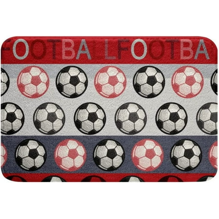 

3D Football Bath Mats Sports Games Bathroom Mats Rugs Red Gray Stripes Rug Carpets Floor Mat Bathroom Decorationsches for Kitchen Bedroom Door Mat 20x32 Inch