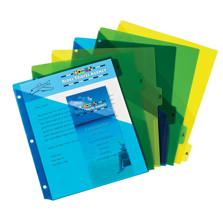 Avery Preprinted Plastic Dividers with Pockets, 6-Tab Set