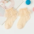 thumbnail image 2 of Zanarzt Little Girls Ruffle Princess Socks Socks Floor Socks Summer Socks Thin Breathable Autumn Solid Color Lace Fashion Beige,6-8 Years, 2 of 4