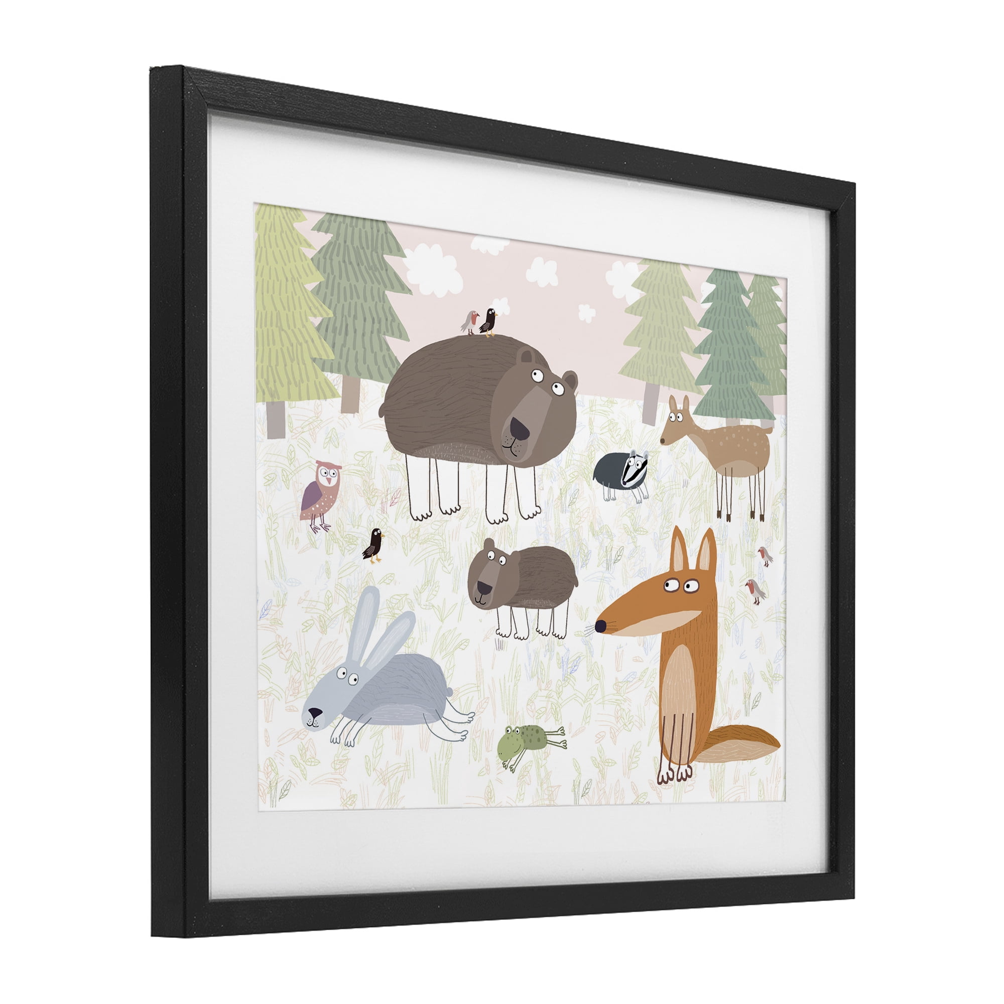 Stupell Industries Forest Animals Out and About Black Framed Print Under Glass, design by Carla Daly