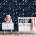 thumbnail image 3 of Peel and Stick Wallpaper Golden Crescent Moons Stars Deep Blue Wall Mural 23.6in x 9.8ft Self Adhesive Removable Wall Paper Renter Friendly Wallpaper for Livingroom Bedroom Nursery, 3 of 8