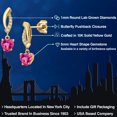 thumbnail image 2 of Gem Stone King 10K Yellow Gold Pink Created Sapphire and Lab Grown Diamond Dangle Earrings for Women | 1.25 Cttw | Gemstone September Birthstone | Heart Shape 5MM, 2 of 6