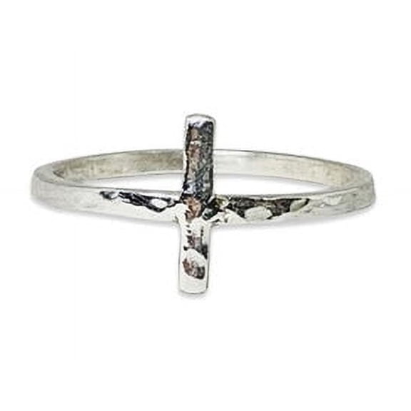 Heaven Crafts Hammered Cross Ring 925 Sterling Silver Handmade Thin Stackable Gift For Her