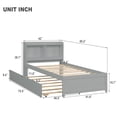 thumbnail image 3 of Twin Size Bed Frame with Trundle, Wood Platform Bed with Headboard and Bookcase, Twin Bed Frame with Slats Support for Home Apartment, No Box Spring Needed, Grey, 3 of 5