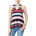 thumbnail image 1 of Almost Famous Camiseta sin mangas Hi-Lo a rayas para mujer, azul, grande, 1 of 2