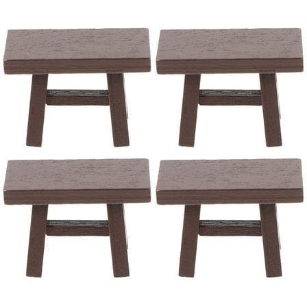 4pcs Mini Wooden Stool Model for Dollhouse Mini Furniture Set