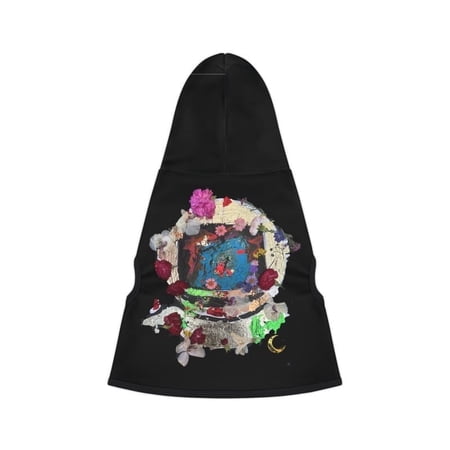 Cosmic Garden Dog Hoodie Black Rib Medium