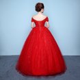 thumbnail image 4 of Ladies Wedding Dress Solid Color Short Sleeves Long Hem Wedding Gown New, 4 of 8