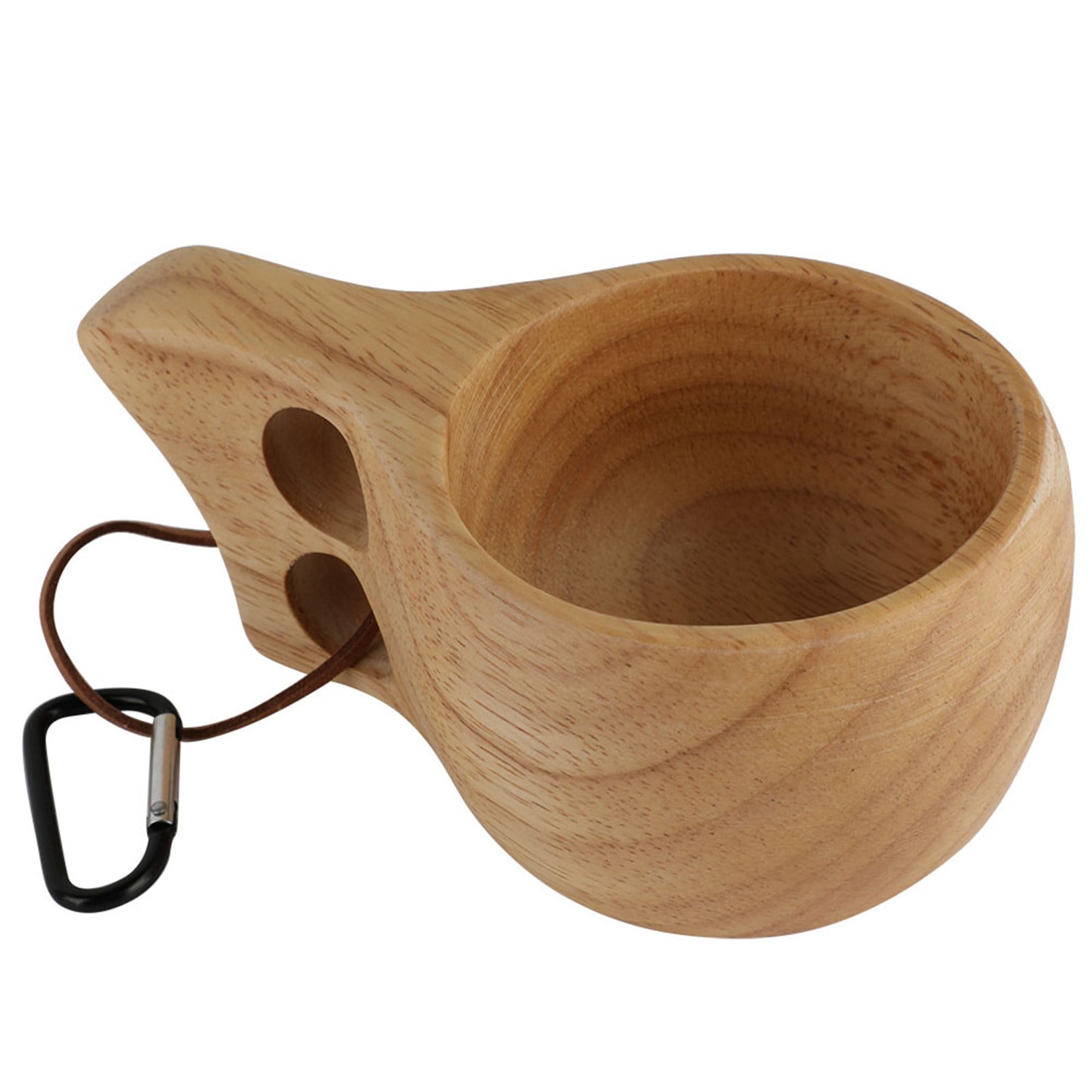 Foxyoo Kuksa - Taza De Madera Para Acampar, Diseño Nórdico De Madera Tradicional, Con Cordón Y Mosquetón, Ligera, Duradera, La Mejor Opción Para Acampar Y Aventura En La Selva: 200 Ml