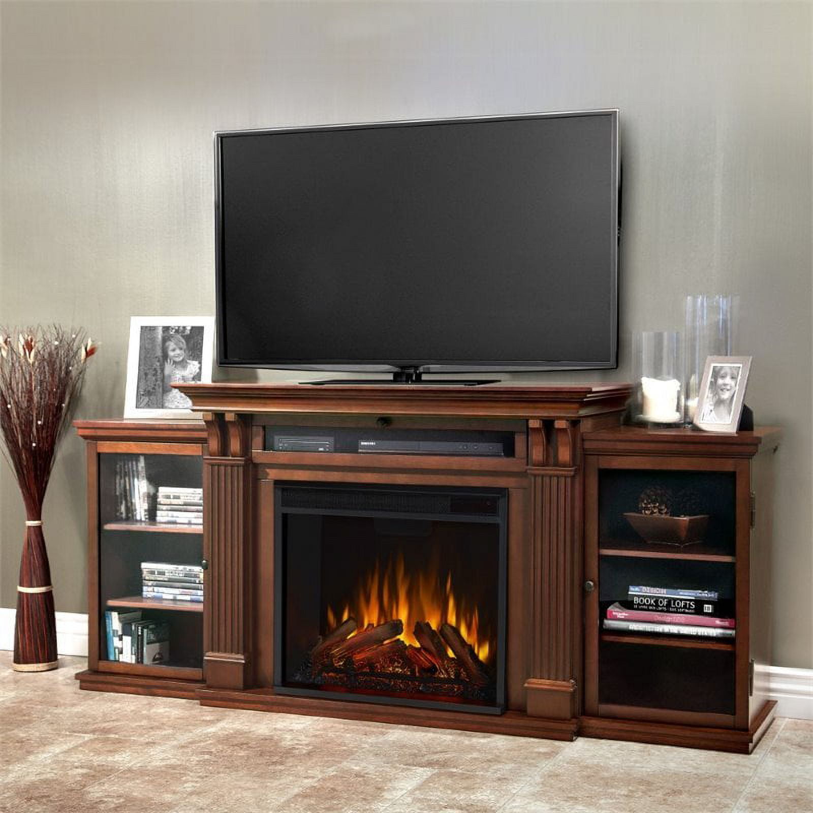 Real Flame Calie Dark Walnut Entertainment Center Electric Fireplace