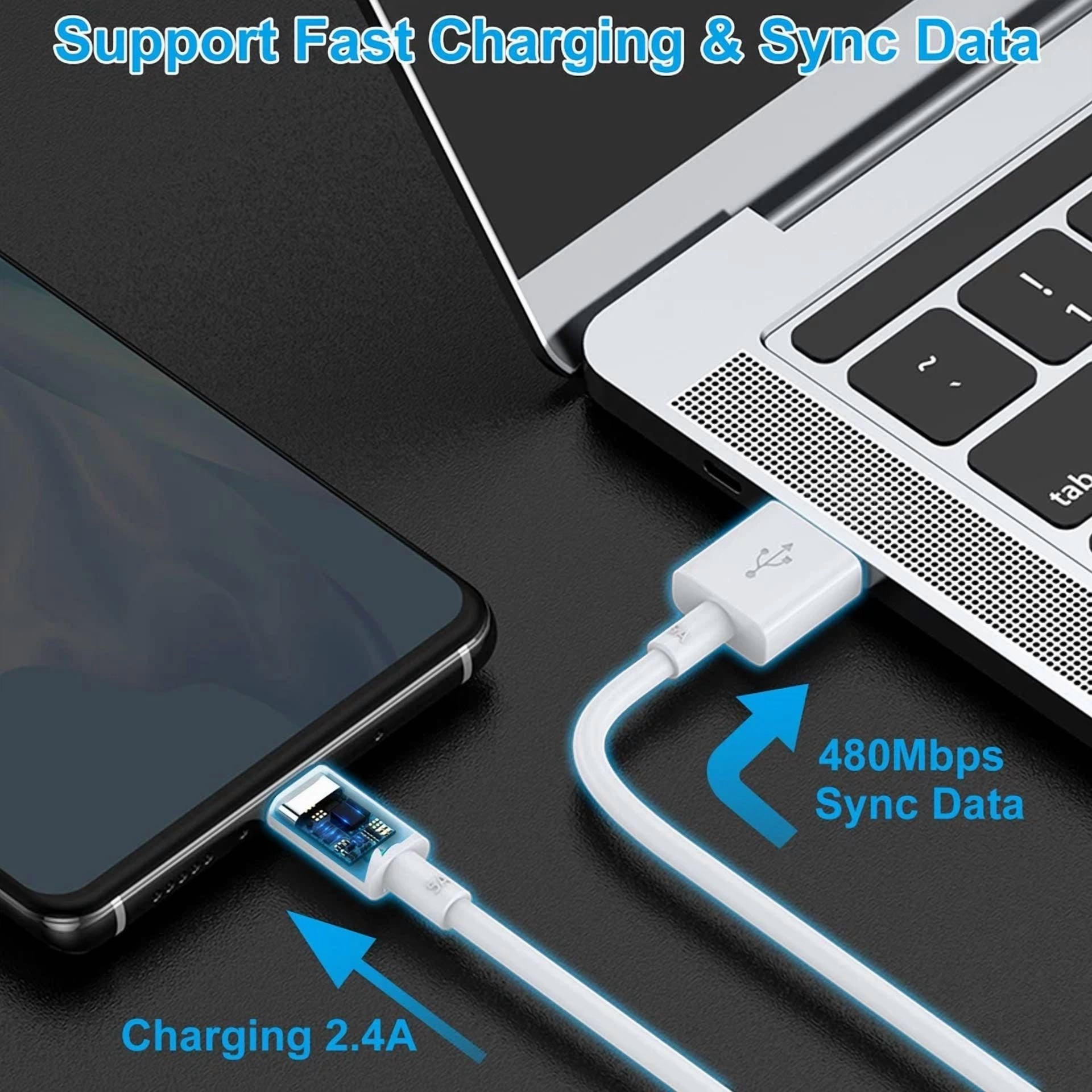 CRESTIN- Short Micro Usb Cable (6 Pack 8Inch White), Android Phone Charger Cord, High ...