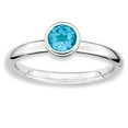 thumbnail image 1 of Sterling Silver Stackable Expressions Low 5mm Round Blue Topaz Ring Size 7, 1 of 3