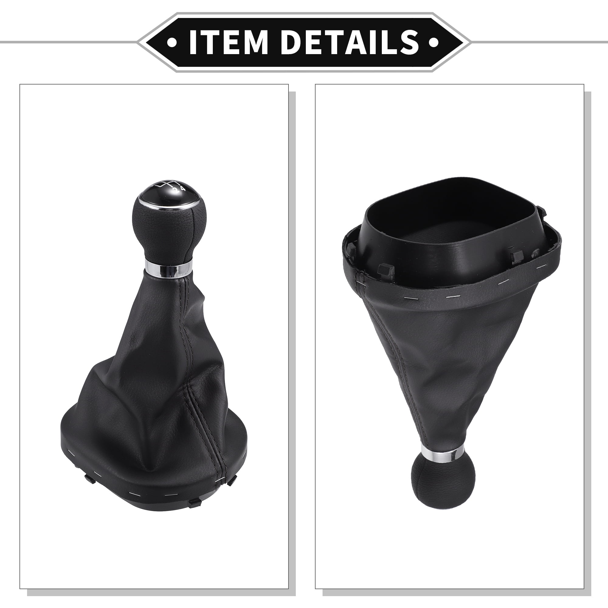 Unique Bargains 1 Set Gear Shift Knob with Boot Dust Cover Compatible for VW Caddy II 2 MK2 Faux Leather Black 5 Speed