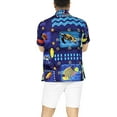 thumbnail image 4 of LA LEELA Men's Hawaiian Shirts Short Sleeve Button Down Shirt Men's Hawaii Shirts Boho Holiday Casual Summer Beach Shirts for Men Funny XS Denim, Water Animal, Blue, 4 of 7