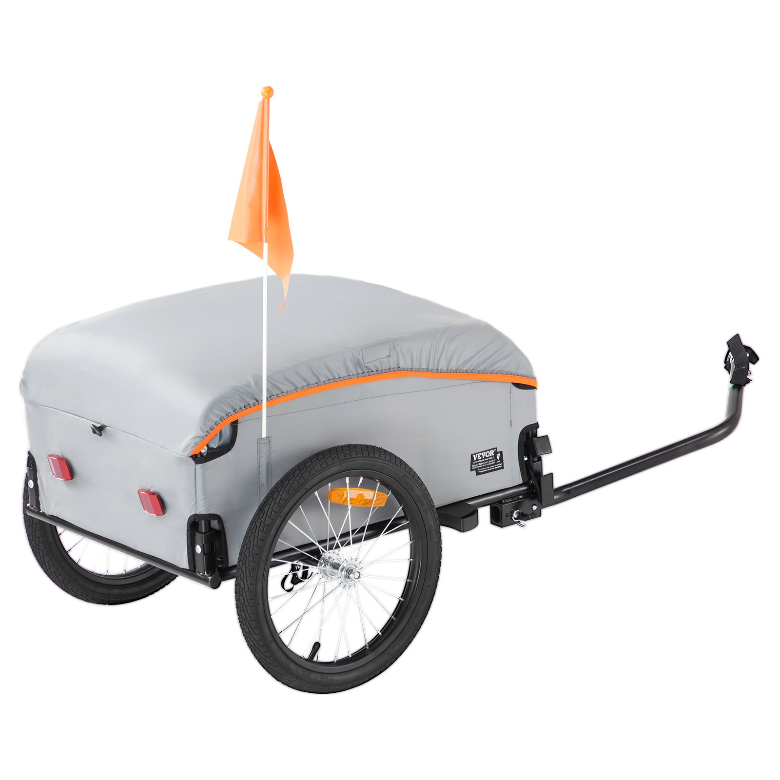 VEVOR Foldable Heavy-Duty Two-Wheels Cargo Trailer, White and Orange