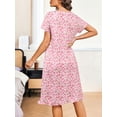 thumbnail image 2 of Avidlove Women Nightgowns with Pockets Button Front Henley NeckHouse Dresses Ruffle Hem Nightdress Sleepwear Short Sleeve Pajamas Dress, 2 of 8