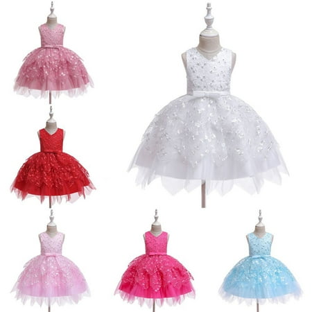

0-5T Baby Girls Formal Gowns Princess Dress Pageant Birthday Lace Wedding Toddler Irregular Puffy Dress