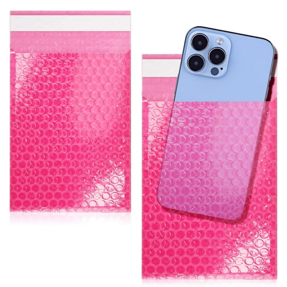 Pink Anti-Static Bubble Out Bags, Self-Seal Padded Pouches, 500 Count, 4 x 5.5 in