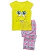 Nickelodeon - Girls' SpongeBob SquarePants Tee and Plaid Pajama Pants