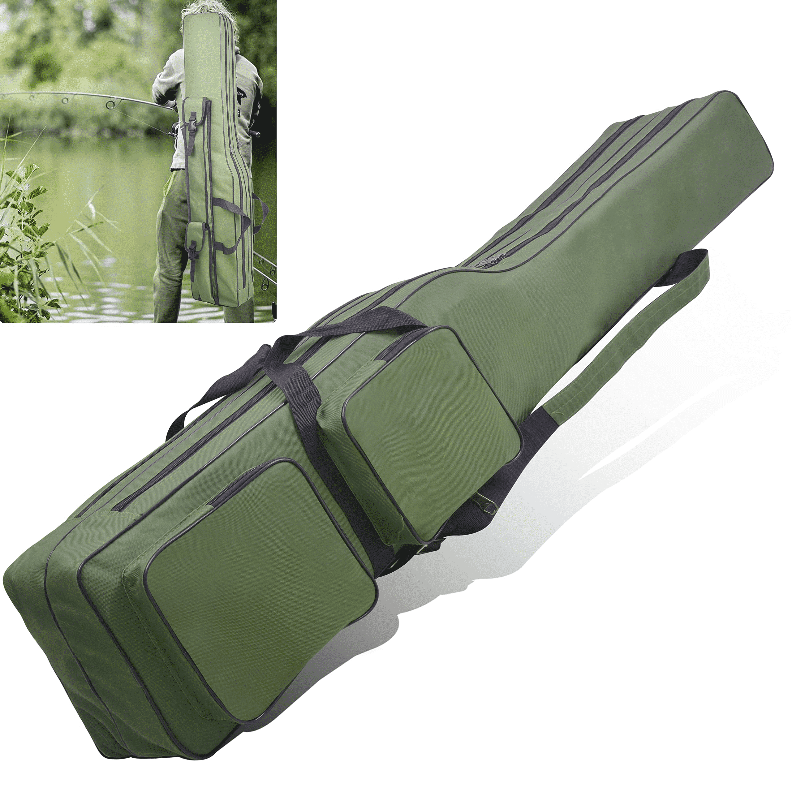 canvas fishing pole bag SILANON Rod Holder, Portable Fishing Rod Case Carrier Pole Storage Bag Travel Carry Case Waterproof Fishing Tackle Gear Organizer : Sports & Outdoors Makes transport simple for any angler on the go Fishing Rod Travel Case, Portable
